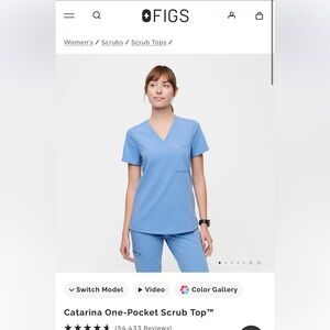 Figs Ceil Blue Catarina One-Pocket Scrub Top